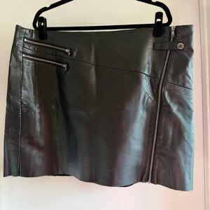 Faux Leather Mini Skirt with Zip Details